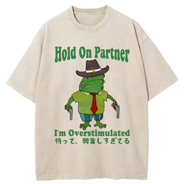 Personality fashion Wait I'm Too Excited Washed T-Shirt