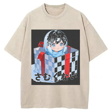 Personality fashion Modern Japanese Christmas Washed T-Shirt