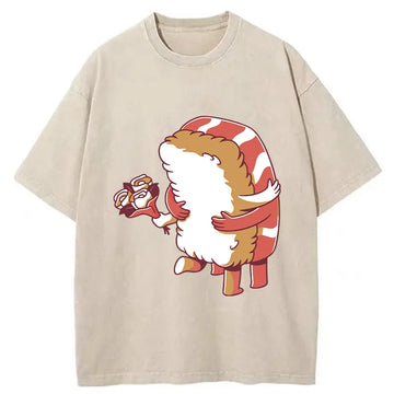 Personality fashion Sushi Of Love Washed T-Shirt