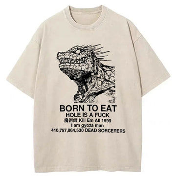 Personality fashion Born To Eat Washed T-Shirt