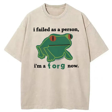 Personality fashion I Failed As A Person Funny Frog Meme Washed T-Shirt