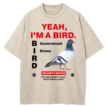 Personality fashion Government Funny Pigeon Puns Washed T-Shirt