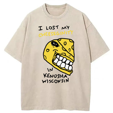 Personality fashion I Lost My Cheeseginity Washed T-Shirt