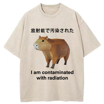 Personality fashion Capybara Contaminated By Radiation Washed T-Shirt