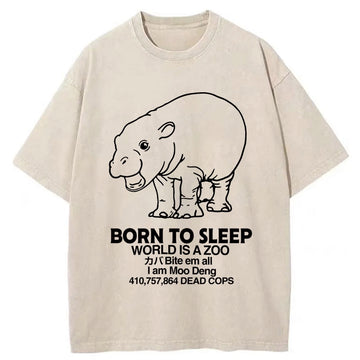Personality fashion Born To Sleep Washed T-Shirt