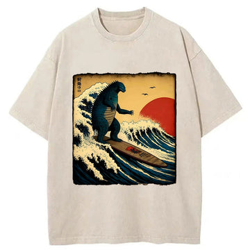 Personality fashion The Great Wave Washed T-Shirt