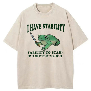 Personality fashion Mentally Stable Assassin Frog Washed T-Shirt