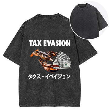 Personality fashion Tux Evasion Funny Back Washed T-Shirt