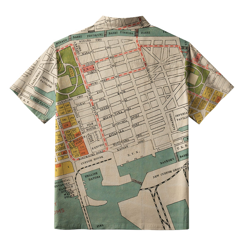 Yokohama City Planning Map Button-up Shirt