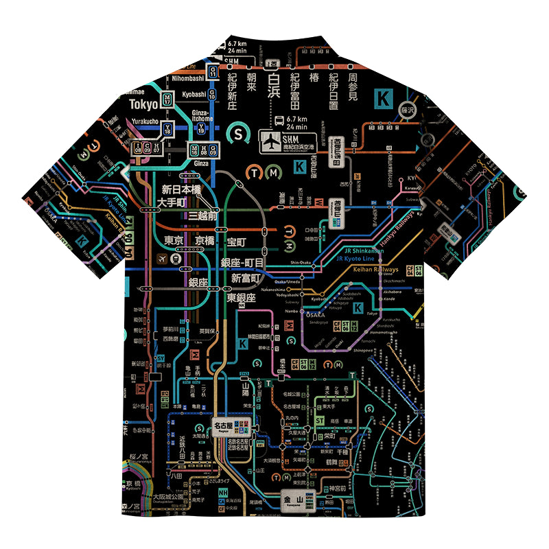 Tokyo Subway Map Black Aloha Hawaiian Shirt