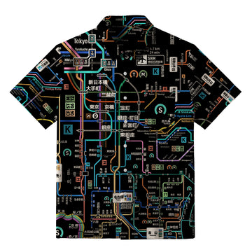 Personality fashion  Tokyo Subway Map Black Button-up Shirt
