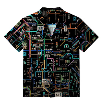 Personality fashion  Tokyo Subway Map Black Aloha Hawaiian Shirt