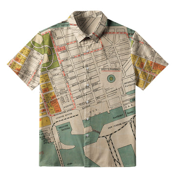 Personality fashion  Yokohama City Planning Map Button-up Shirt