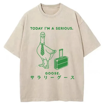 Personality fashion Hard Working Goose Washed T-Shirt