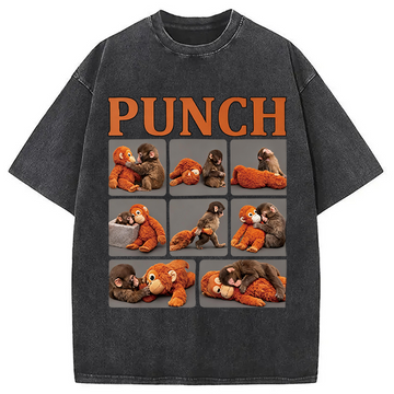 Personality fashion Lonely Punch Monkey Washed T-Shirt