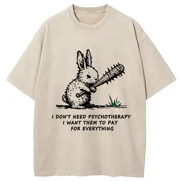 Personality fashion Violent Rabbit Funny Washed T-Shirt