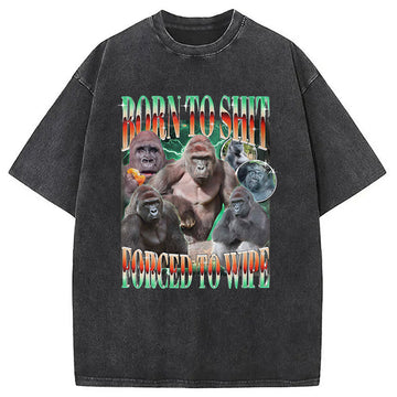 Personality fashion Funny Gorilla Meme Washed T-Shirt
