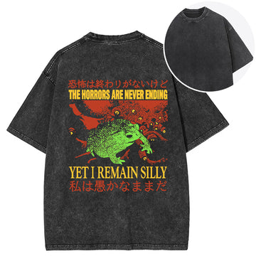 Personality fashion The Horrors are Never Ending Back Washed T-Shirt