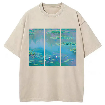 Personality fashion Claude Monet Water Washed T-Shirt