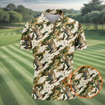 Men's Mallard Duck Camouflage All Over Print Polo Shirt