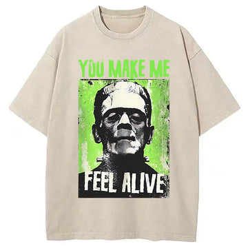 Personality fashion You Make Me Feel Alive Washed T-Shirt