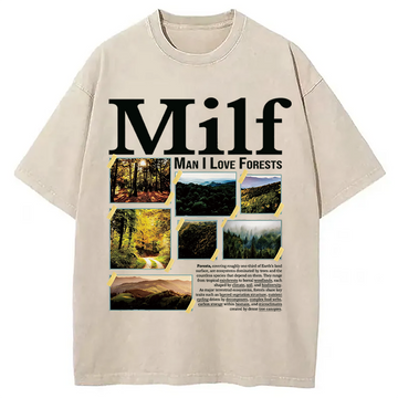 Personality fashion Man I Love Forests Washed T-Shirt