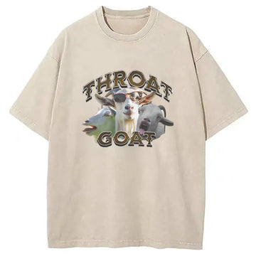 Personality fashion Throat Goats Meme Washed T-Shirt
