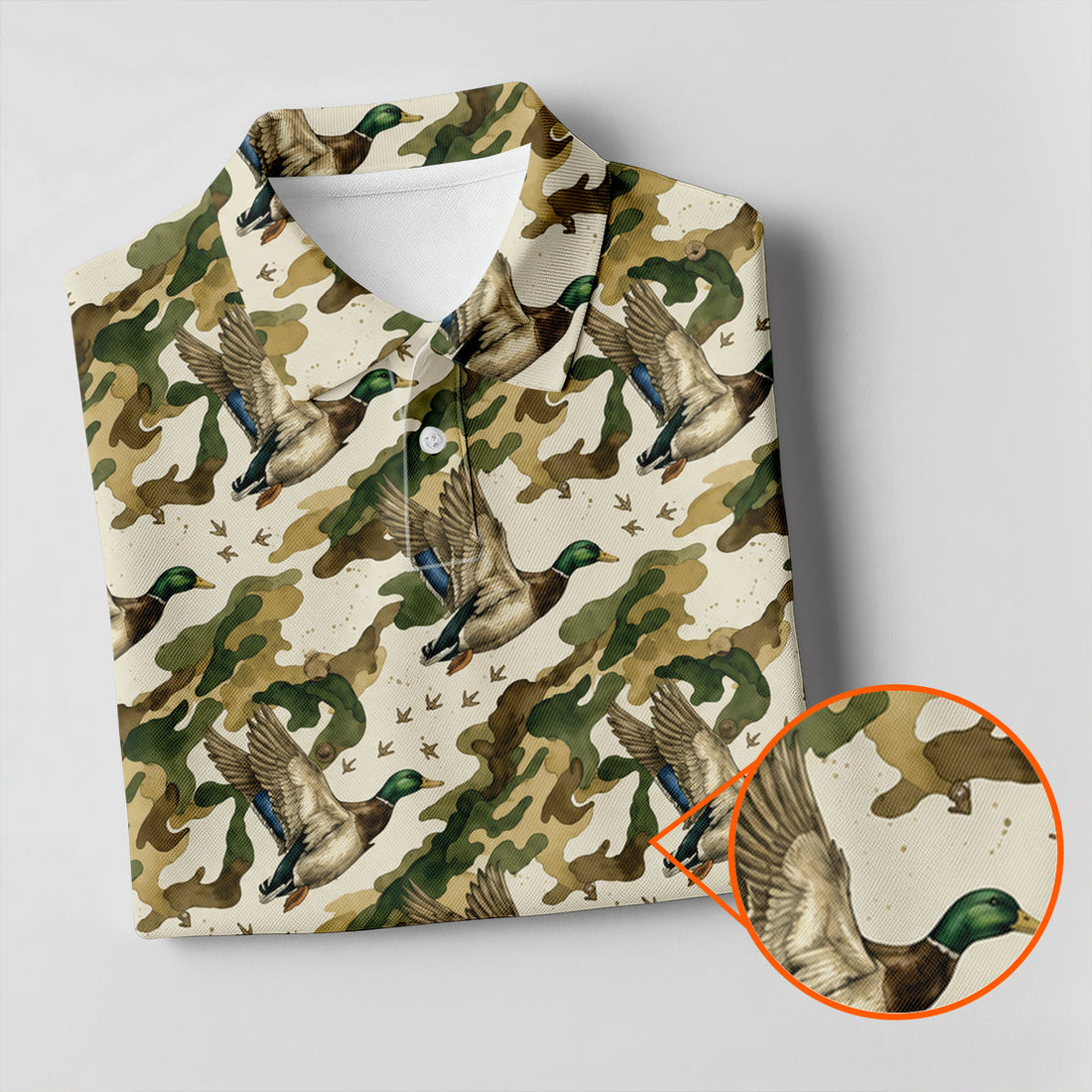 Men's Mallard Duck Camouflage All Over Print Polo Shirt