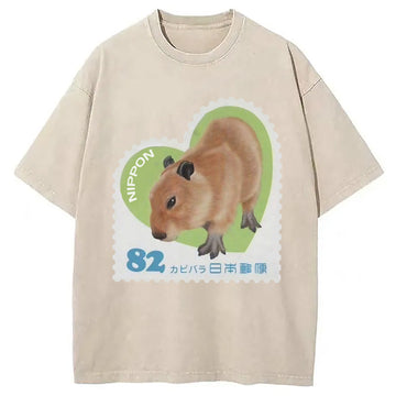 Personality fashion Japanese Capybara Washed T-Shirt