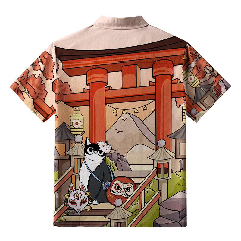 Mysterious Torii And Cat Aloha Hawaiian Shirt