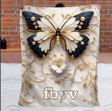 Customized Elegant Butterfly & Pearl Floral Blanket - Personalized Name - Gift For Wife, Friends