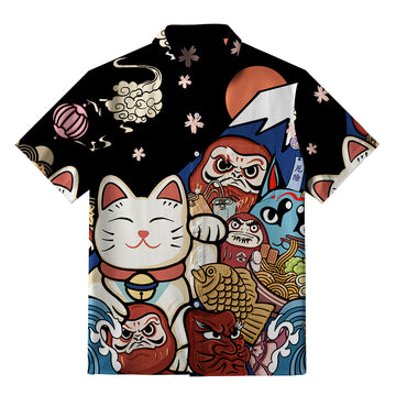 Personality fashion  Traditional Japanese Elements Button-up Shirt
