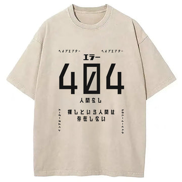 Personality fashion 404 Error No Human Found Japanese Washed T-Shirt