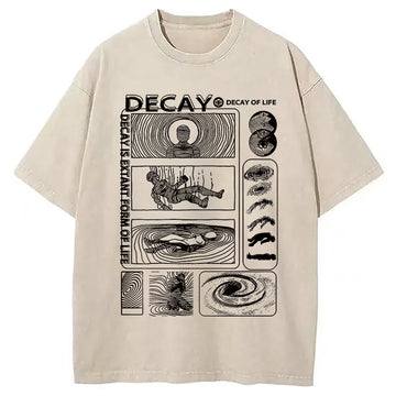 Personality fashion Decay Of Life Washed T-Shirt