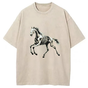 Personality fashion Horse Funny Meme Vintage Washed T-Shirt