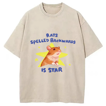 Personality fashion Rats Spelled Washed T-Shirt