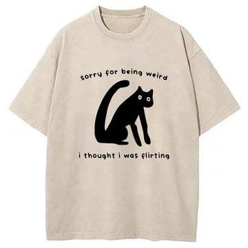 Personality fashion Sorry For Being Weird Washed T-Shirt