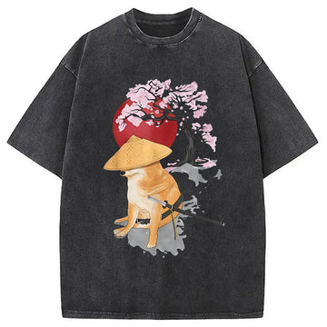 Personality fashion Meme Cheems Japones Japanese Washed T-Shirt