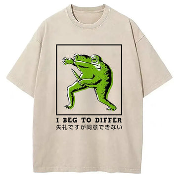 Personality fashion I Beg To Differ Frog Japanese Washed T-Shirt