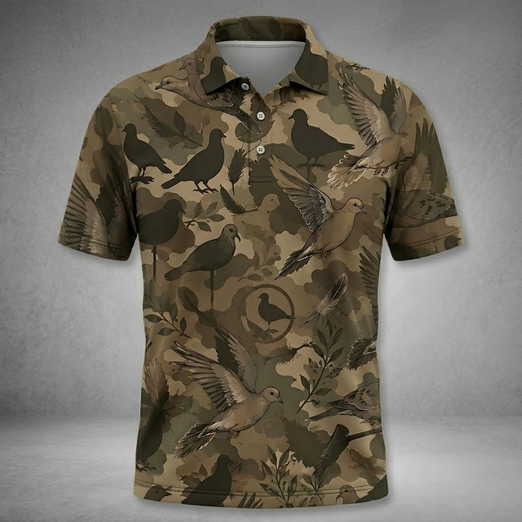Tactical Mourning Dove Hunting Pattern Men Polo Shirt