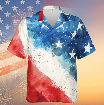 American Flag Hawaiian Shirt   Watercolor Stars And Stripes Shirt   Patriotic America Independence Day Hawaiian Shirt 682318