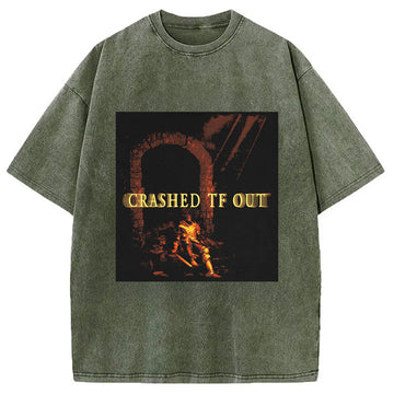 Personality fashion CRASHED TF OUT Washed T-Shirt
