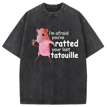 Personality fashion Funny Pink Rat Meme Washed T-Shirt