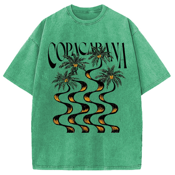 Personality fashion Copacabana Palm Tree Washed T-Shirt