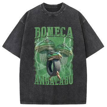 Personality fashion Boneca Ambalabu Meme Washed T-Shirt