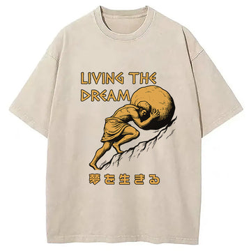 Personality fashion Living The Dream Meme Washed T-Shirt