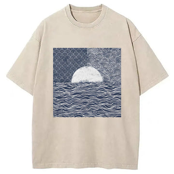 Personality fashion Japanese-inspired Minimalist Design Washed T-Shirt
