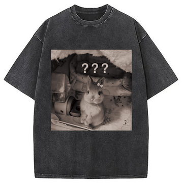 Personality fashion Cute Rabbit Valentine Washed T-Shirt