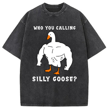 Personality fashion Who You Calling Silly Goose Funny Gym Meme Washed T-Shirt