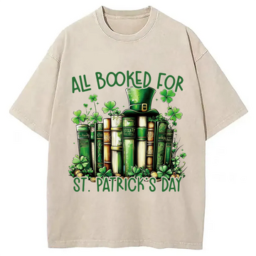 Personality fashion All Booked For St Patrick's Day Washed T-Shirt